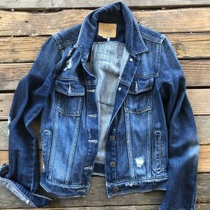 Paige denim distressed jean jacket, size: xs